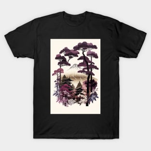 Japan Autumn Mount Fuji Drawing T-Shirt